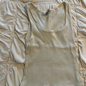 SKIMS Cream Ribbed Fitted Sleeveless Tank Top